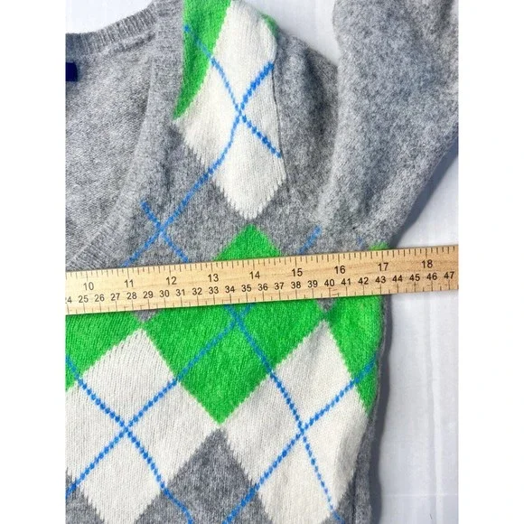 Gap Womens Lambswool Blend Argyle Sweater XS V-Neck Gray Green White - Picture 7 of 9